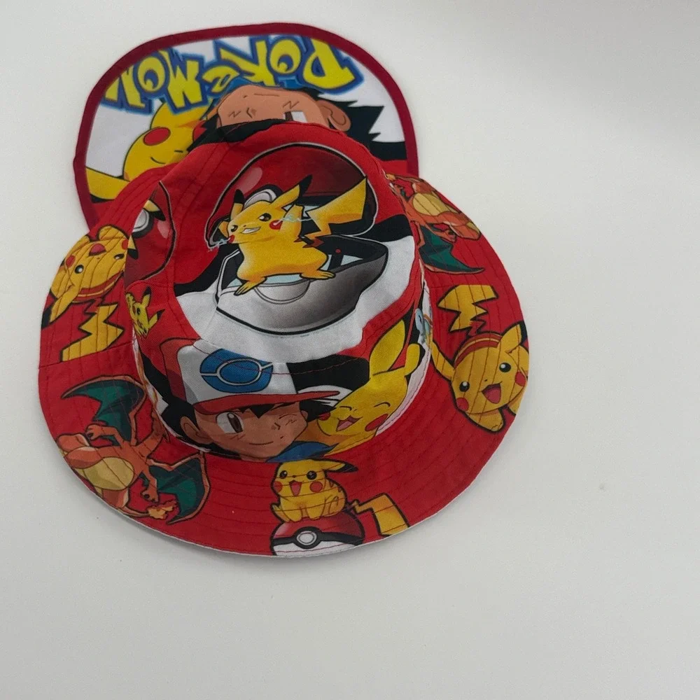 Pokemon Pikachu Ash Ketchum Charizard Red All Over Print Bucket Hat Mens Anime